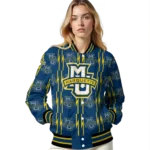 personalized-marquette-golden-eagles-bolt-stripe-blue-varsity-jacket-best-selling.webp
