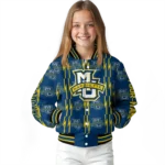 personalized-marquette-golden-eagles-bolt-stripe-blue-varsity-jacket-best-selling.webp