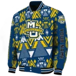 personalized marquette golden eagles pyramid shapes blue varsity jacket best selling.webp