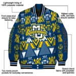 personalized marquette golden eagles pyramid shapes blue varsity jacket best selling.webp