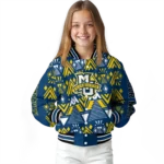 personalized marquette golden eagles pyramid shapes blue varsity jacket best selling.webp
