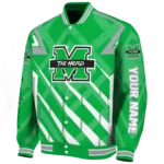 personalized marshall thundering herd chevron angles green varsity jacket best selling.webp