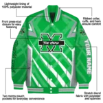 personalized marshall thundering herd chevron angles green varsity jacket best selling.webp