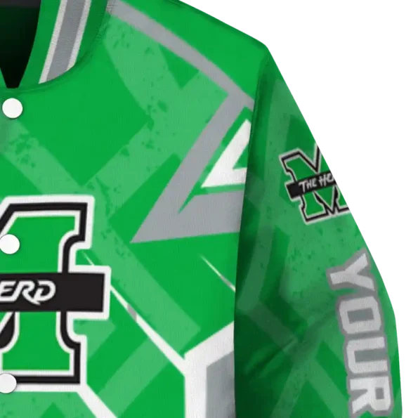 personalized marshall thundering herd chevron angles green varsity jacket premium grade.webp