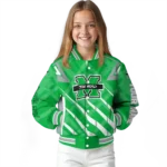 personalized marshall thundering herd chevron angles green varsity jacket best selling.webp