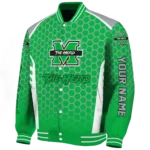 personalized marshall thundering herd hexagon grid green varsity jacket best selling.webp