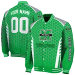 personalized marshall thundering herd hexagon grid green varsity jacket best selling.webp