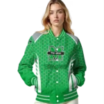 personalized marshall thundering herd hexagon grid green varsity jacket best selling.webp