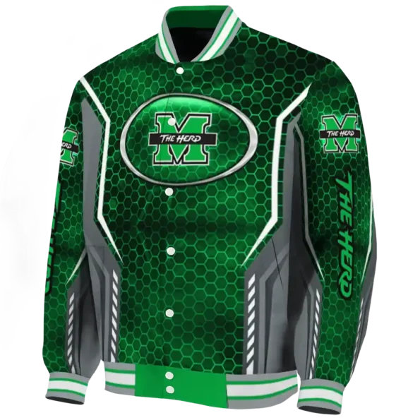 personalized marshall thundering herd power plate green varsity jacket best selling
