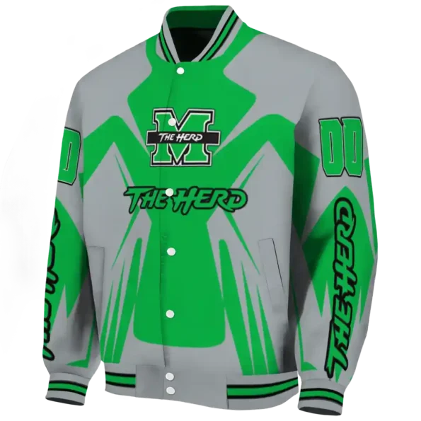 personalized marshall thundering herd spider mark green gray varsity jacket best selling