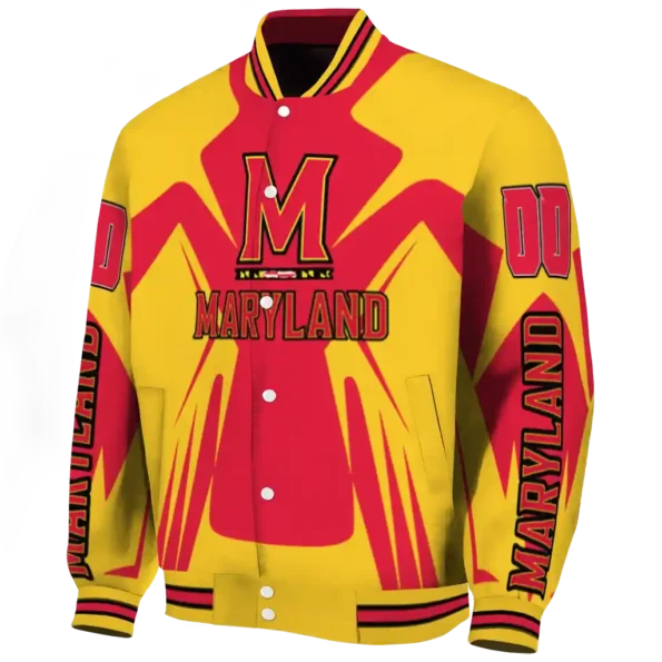 personalized maryland terrapins spider mark red gold varsity jacket best selling