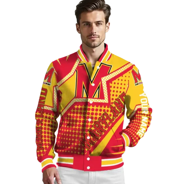 personalized maryland terrapins star burst red varsity jacket high quality.webp