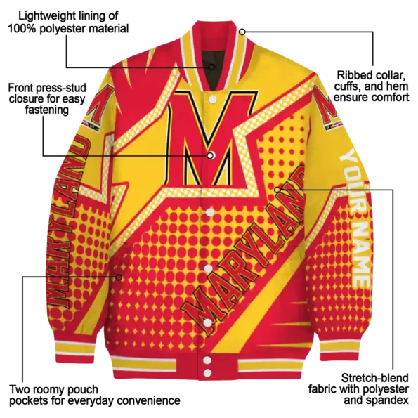 personalized maryland terrapins star burst red varsity jacket new arrival.webp