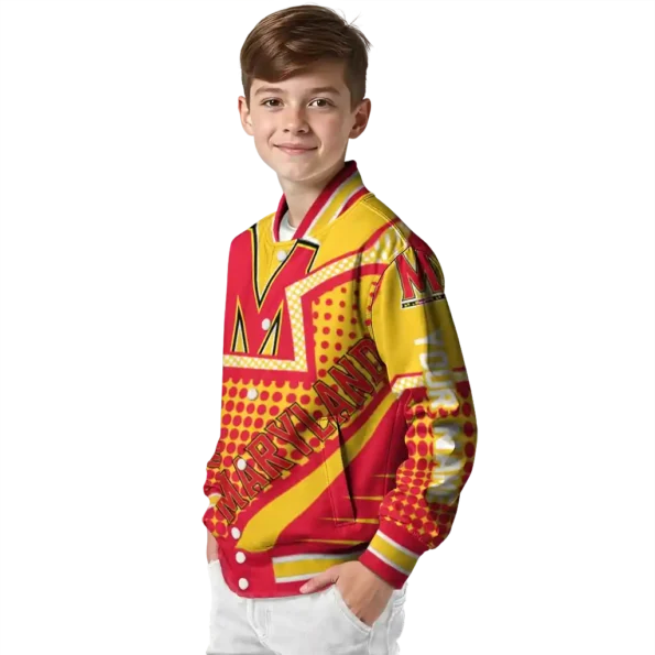 personalized maryland terrapins star burst red varsity jacket trendy.webp