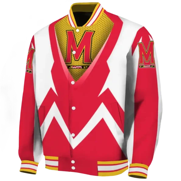 personalized maryland terrapins v stripes red white varsity jacket best selling