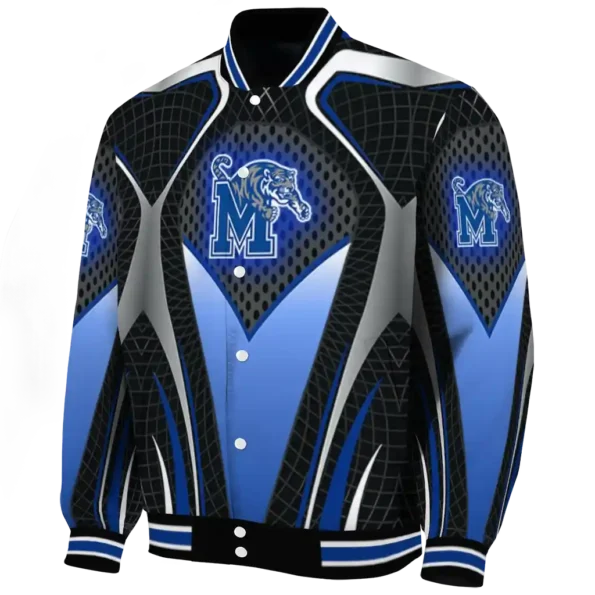 personalized memphis tigers mesh chest gray black varsity jacket best selling