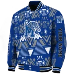 personalized memphis tigers pyramid shapes blue varsity jacket best selling.webp