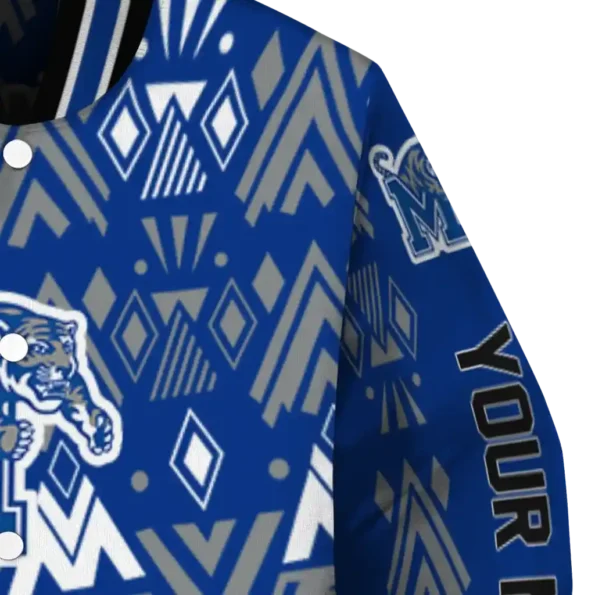 personalized memphis tigers pyramid shapes blue varsity jacket premium grade.webp