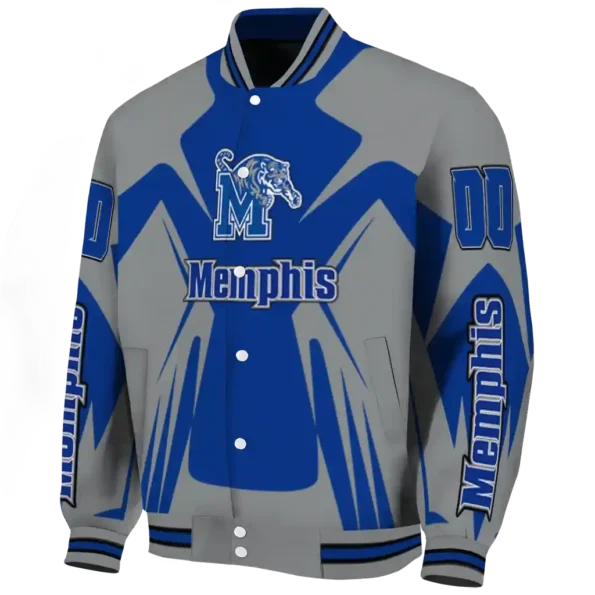 personalized memphis tigers spider mark blue gray varsity jacket best selling