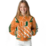 personalized miami hurricanes chevron angles orange varsity jacket best selling.webp