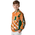 personalized miami hurricanes chevron angles orange varsity jacket best selling.webp