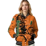 personalized-miami-hurricanes-hexagon-cluster-orange-black-varsity-jacket-best-selling.webp