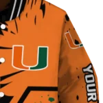 personalized-miami-hurricanes-hexagon-cluster-orange-black-varsity-jacket-best-selling.webp
