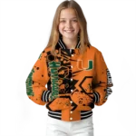 personalized-miami-hurricanes-hexagon-cluster-orange-black-varsity-jacket-best-selling.webp