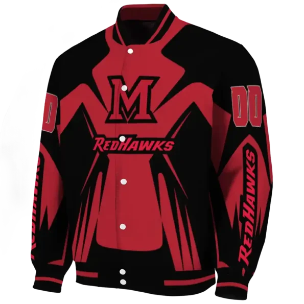 personalized miami redhawks spider mark red black varsity jacket best selling