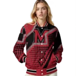 personalized miami redhawks star burst red varsity jacket best selling.webp
