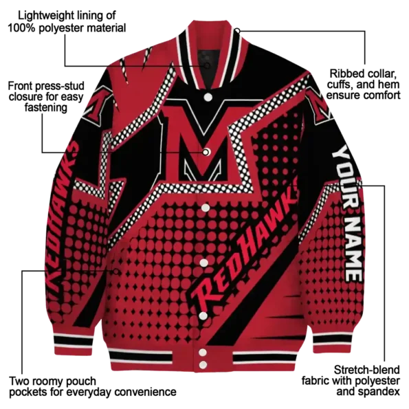 personalized miami redhawks star burst red varsity jacket new arrival.webp