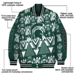 personalized michigan state spartans pyramid shapes green varsity jacket best selling.webp
