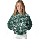 personalized michigan state spartans pyramid shapes green varsity jacket best selling.webp