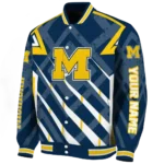 personalized michigan wolverines chevron angles blue varsity jacket best selling.webp