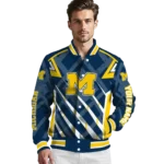 personalized michigan wolverines chevron angles blue varsity jacket best selling.webp