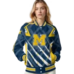personalized michigan wolverines chevron angles blue varsity jacket best selling.webp