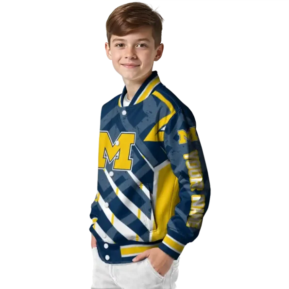 personalized michigan wolverines chevron angles blue varsity jacket trendy.webp