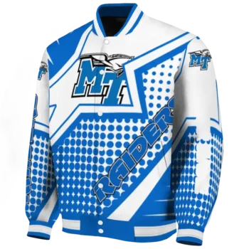 personalized middle tennessee blue raiders star burst blue varsity jacket best selling.webp