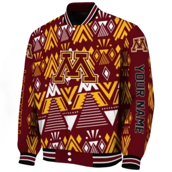 personalized minnesota golden gophers pyramid shapes maroon varsity jacket best selling.webp