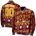 personalized minnesota golden gophers pyramid shapes maroon varsity jacket best selling.webp
