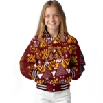 personalized minnesota golden gophers pyramid shapes maroon varsity jacket best selling.webp