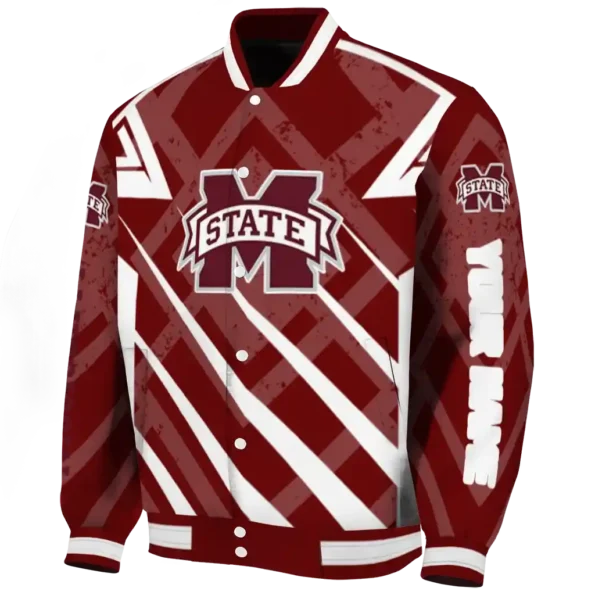 personalized mississippi state bulldogs chevron angles maroon varsity jacket best selling.webp