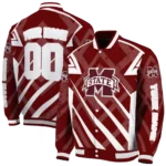 personalized mississippi state bulldogs chevron angles maroon varsity jacket best selling.webp