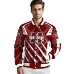 personalized mississippi state bulldogs chevron angles maroon varsity jacket best selling.webp