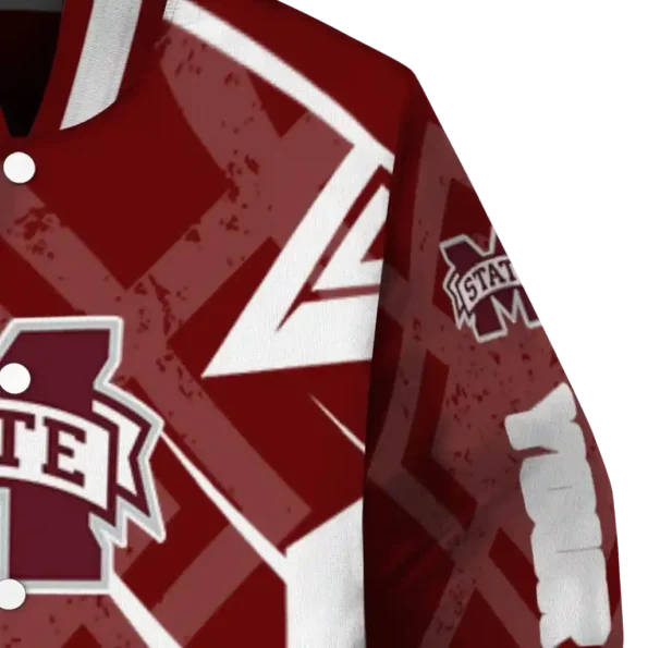 personalized mississippi state bulldogs chevron angles maroon varsity jacket premium grade.webp
