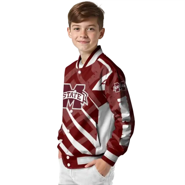 personalized mississippi state bulldogs chevron angles maroon varsity jacket trendy.webp