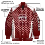 personalized mississippi state bulldogs hexagon grid maroon varsity jacket best selling.webp
