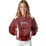 personalized mississippi state bulldogs hexagon grid maroon varsity jacket best selling.webp