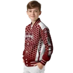 personalized mississippi state bulldogs hexagon grid maroon varsity jacket best selling.webp