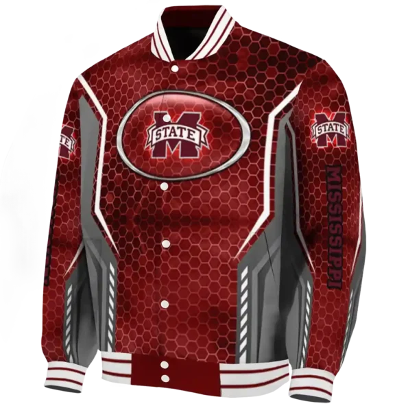 personalized mississippi state bulldogs power plate maroon varsity jacket best selling